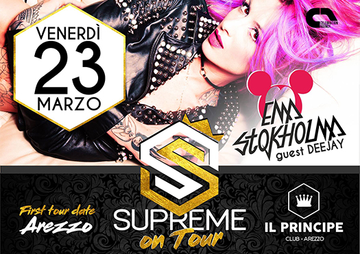 Supreme on tour Dj Ema Stokholma alla Discoteca Il Principe di